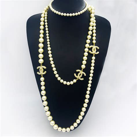 chanel necklace pearl long|chanel pearl necklace price list.